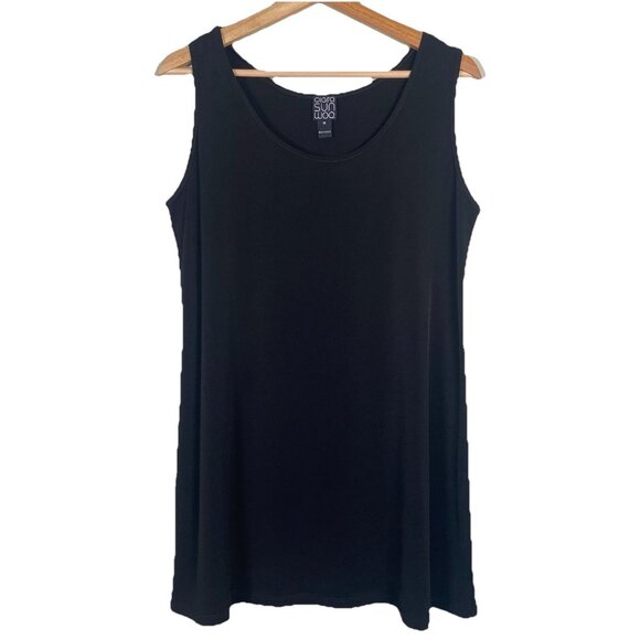 Clara Sun Woo Signature Tank Top Medium Tunic Dress Black Stretch Designer Top - Picture 1 of 5
